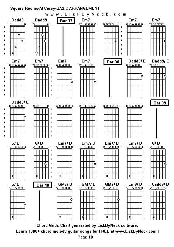 Chord Grids Chart of chord melody fingerstyle guitar song-Square Rooms-Al Corey-BASIC ARRANGEMENT,generated by LickByNeck software.